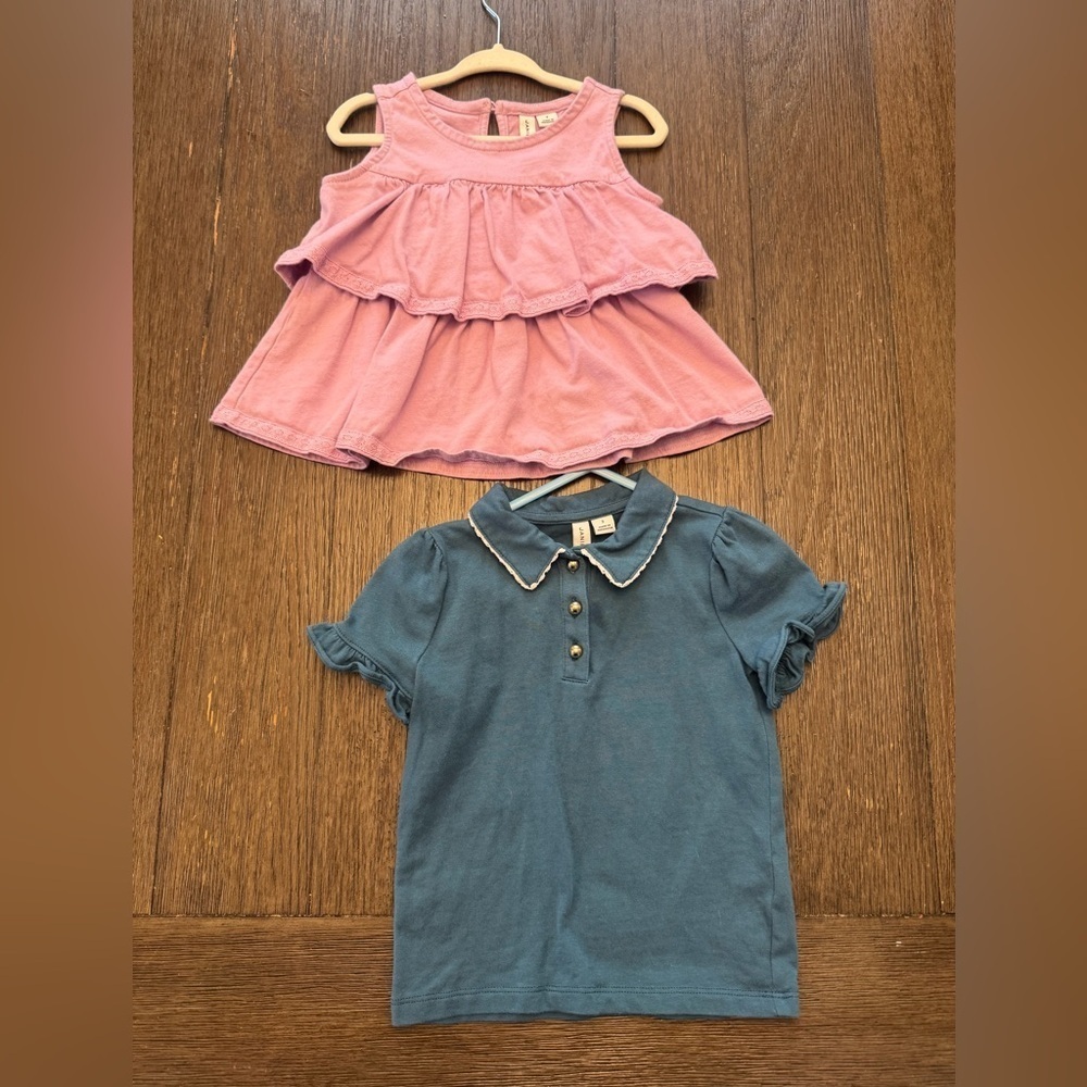 Janie and Jack size 3 Pink and Blue Kids Tops Set